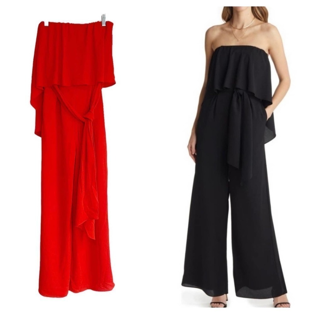Vici Strapless Wide Leg Jumpsuit Red Orange Women's Size XS NWOT